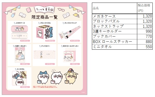 大人気「ちいかわ」コラボグッズ販売「ちいかわ書店」マリモクラフト 書店限定企画第二弾！